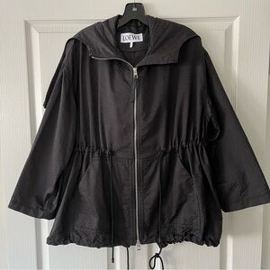 Loewe Anagram Jacquard Hooded Jacket in Nylon - Black - Size 34
